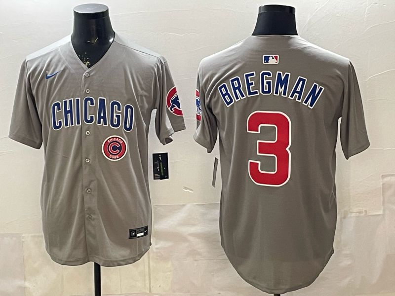Men 2026 Chicago Cubs #3 Bregman Grey Game Nike MLB Jersey style 0010->chicago cubs->MLB Jersey